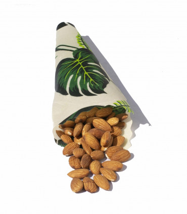 Beeswax food wrap with almond nuts