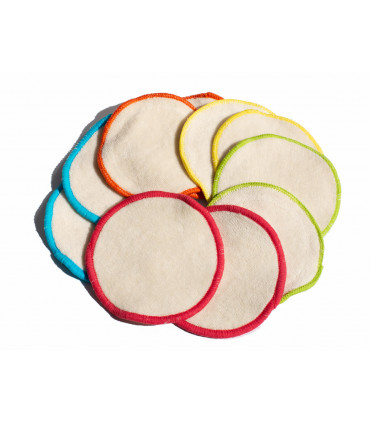 Ten Colored Organic Cotton Washable Makeup Remover Pads