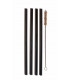 Large black stainless steel straws and coconut fiber straw brush