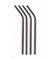 Bent Rainbow Stainless Steel Straws Set