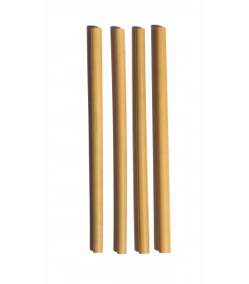 Four aligned reusable bamboo straws