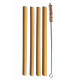 Bamboo straw set of four ecological straws with a coconut fiber straw brush