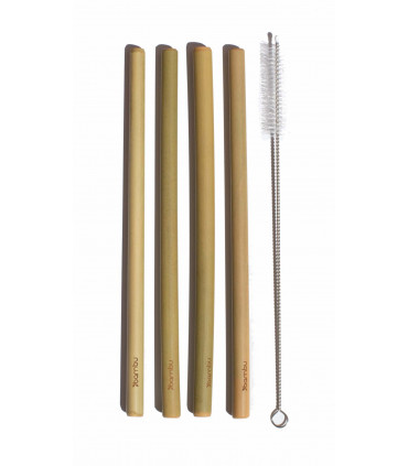 Reusable bamboo straws with stainless strawbrush