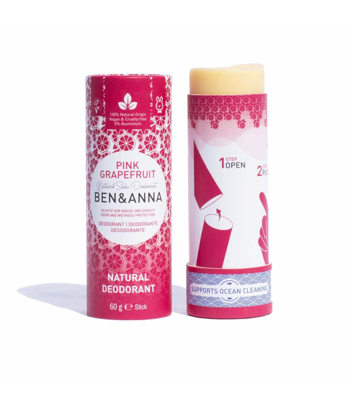 Natural Vegan Stick Deodorant - Pink Grapefruit Ben Anna