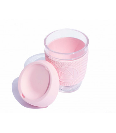 Beautiful Pink Flamingo glass cup with silicone seal