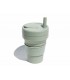Collapsible Stojo cup 470 ml green with ecological silicone straw