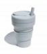 Collapsible Stojo cup 470 ml grey with ecological silicone straw