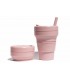Pretty collapsed Stojo cup with unfolded Stojo cup 470 ml light pink