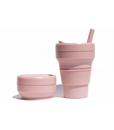 Sublime tasse Stojo repliée avec tasse Stojo dépliée de 470 ml rose pâle