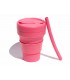 Collapsible Stojo cup 470 ml pink with reusable silicone straw