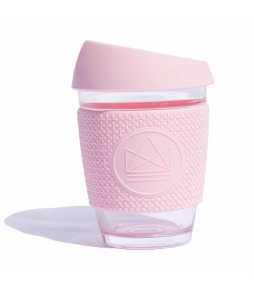 Design Neon Cactus Glass cup in Pink Flamingo with silicone seal and grip