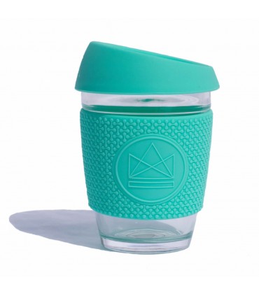 Design Neon Cactus Glass cup in Mint with silicone seal and grip