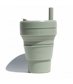 Collapsible Stojo cup 470 ml green with silicone straw
