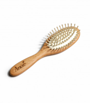 Petite brosse à cheveux en bois et picots de bois, Anaé