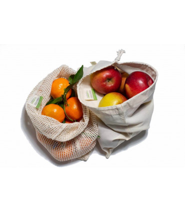 Large organic cotton produce bag, A slice of green