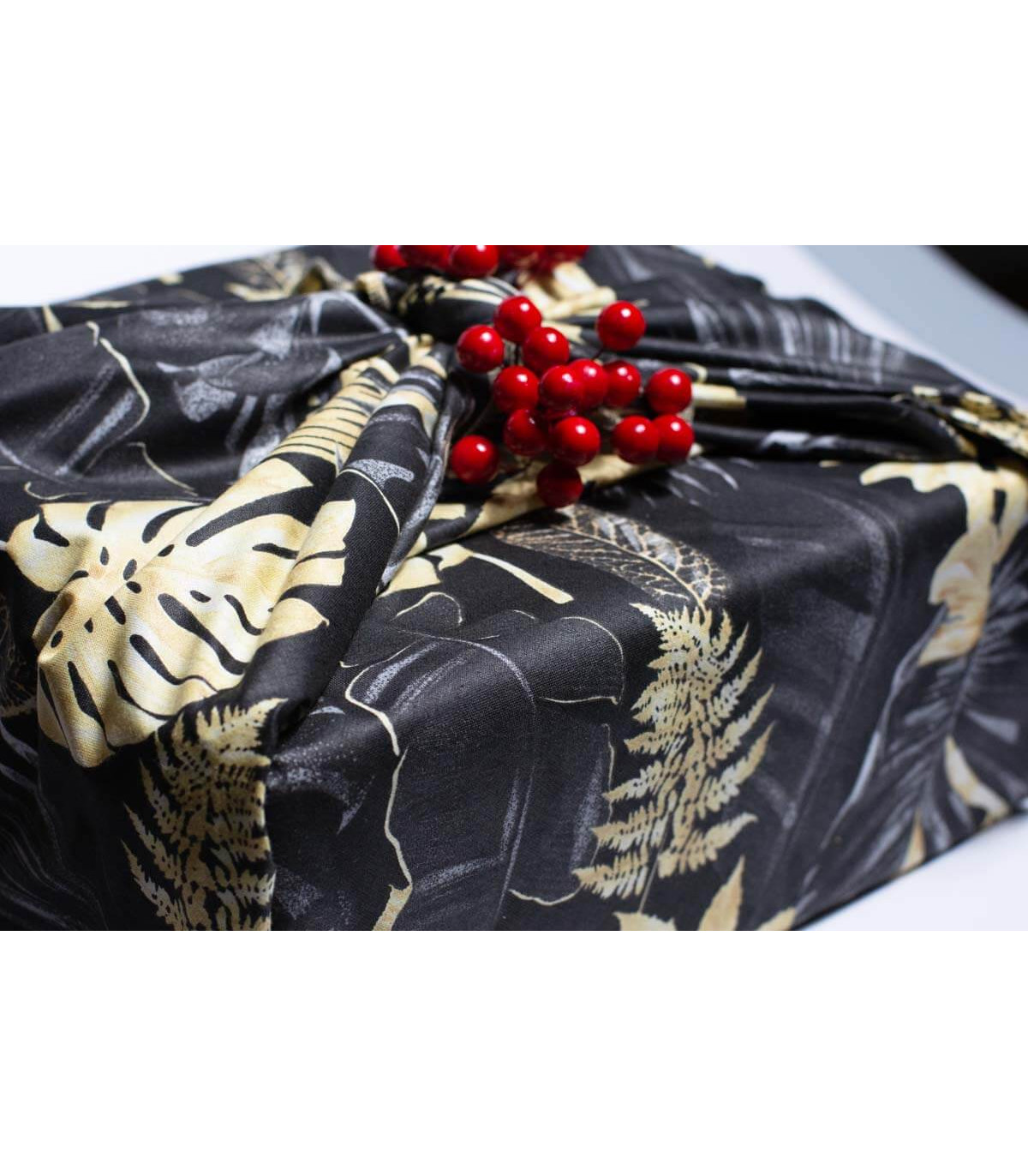 Furoshiki « Feuille d'Or »  Emballage Cadeau en Tissu