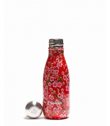 gourde isotherme en inox Qwetch fleurs rouge 260 ml