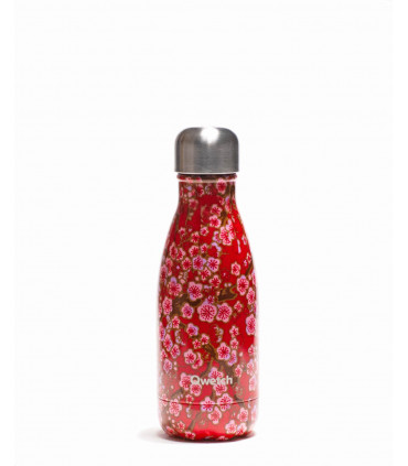 Bouteille isotherme en inox Qwetch motif fleurs rouge 260 ml