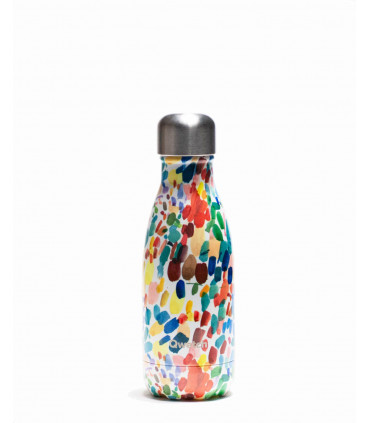 Small arty colored Qwetch reusable water bottle