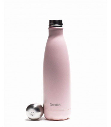 Stainless steel reusable water bottle 500 ml pastel pink Qwetch