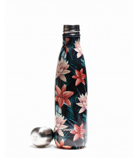 Reusable metal bottle tropical flowers 500 ml Qwetch