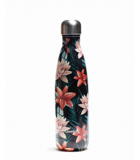 Qwetch, reusable metal bottle tropical flowers 500 ml