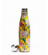 Reusable metal bottle tropical yellow flowers 500 ml