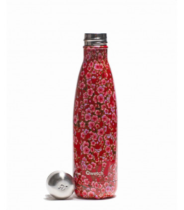 Bouteille d'eau réutilisable Qwetch fleur rouge 500 ml