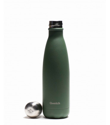Stainless steel reusable water bottle 500 ml khaki Qwetch