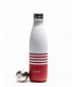 Stainless steel reusable water bottle 500 ml red striped Qwetch