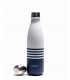 Stainless steel reusable water bottle 500 ml blue striped Qwetch