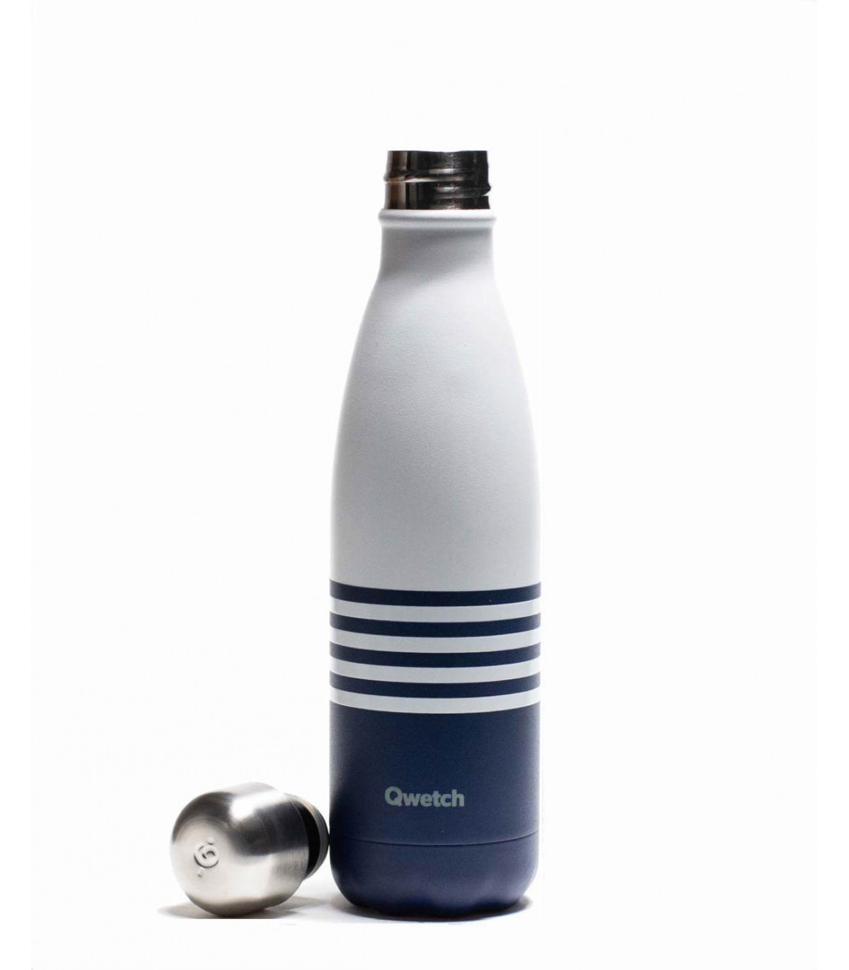 Gourde et poche à eau Qwetch bouteille isotherme inox titan bleu 1,5l