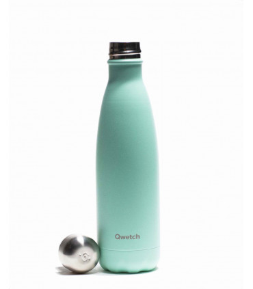 Stainless steel reusable water bottle 500 ml pastel mint Qwetch