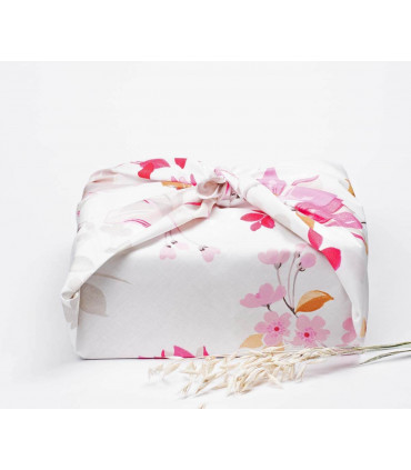 Grand furoshiki, emballage cadeau, fleur rose, Takaterra