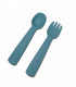 Fourchette et cuillère pour bébé en silicone bleu, We might be tiny