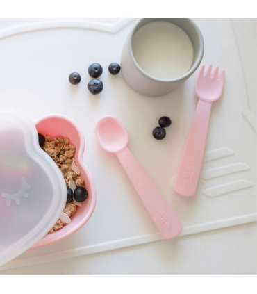 Baby Feedie Fork and Spoon Set - Powder Pink