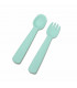 Minty green silicone fork and spoon for a baby, We might be tiny