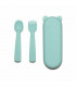 Minty green, plastic-free, silicone fork and spoon set for babies, We might be tiny
