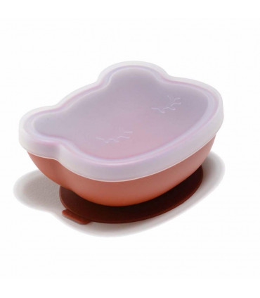 Rust silicone suction bowl with lid, We might be tiny