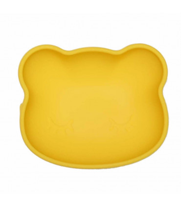 Yellow silicone suction bowl with lid, We might be tiny