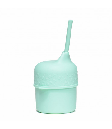 Silicone grip cup with a lid, Minty Green We Might Be Tiny
