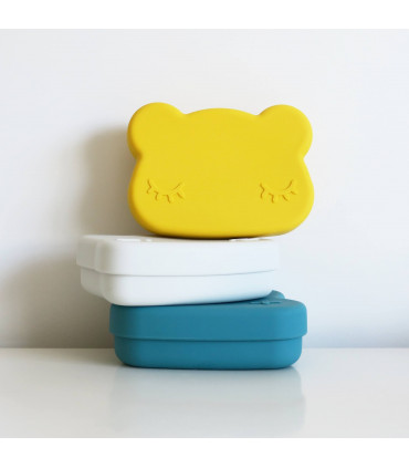 We Might Be Tiny boite à goûter pour enfants, en forme d'ours, en silicone jaune