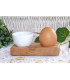 Olivenholz-Erleben, Olive Wood Egg holder with a Porcelain Ramekin