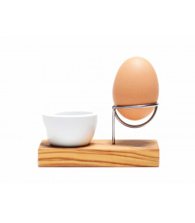 Olive wood and stainless steel egg holder, Olivenholz