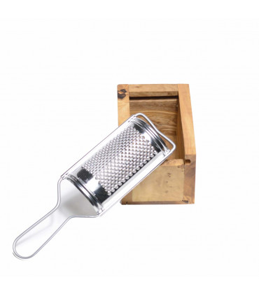 Cheese Grater made of stainless steel and olive wood, Olivenholz Erleben