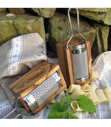 Hard cheese grater made of stainless steel and olive wood, Olivenholz Erleben