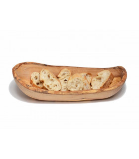 Rustic Olive Wood Bread Bowl - 30 cm