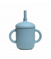 Silicone Sippy Cup and Straw - Spruce Blue