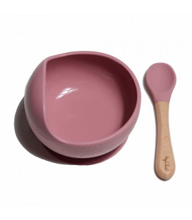 My Chupi, Dusty Rose First Weaning Bowl and Spoon
