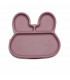 We might be tiny Silicone divided dusty rose bunny kids sticky plate front view